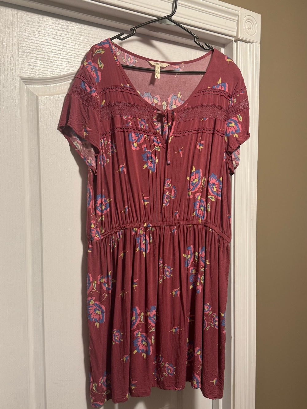 Matilda Jane Mauve Floral Tie-Neck Midi Dress
